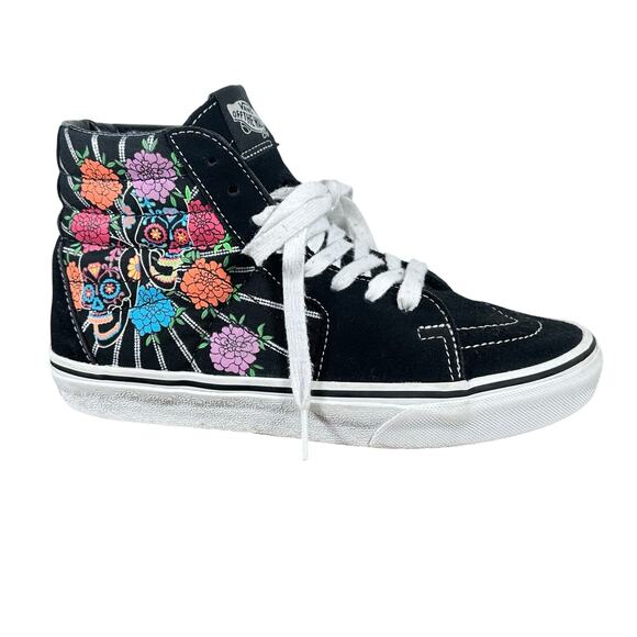 VANS Sk8-Hi Dia Muertos Hightop sneakers Embroidered Skulls‎ Womans 6.5 - Picture 1 of 13